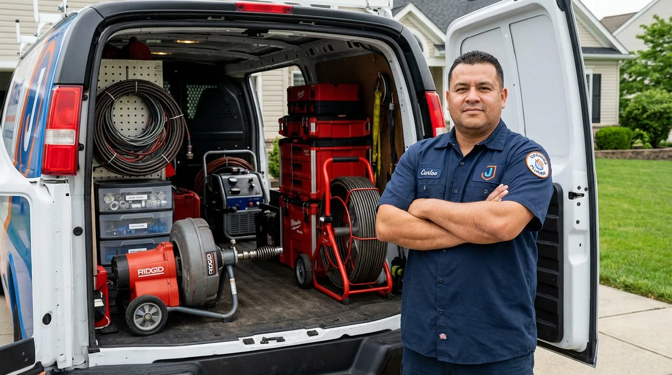 Professional drain cleaning equipment and Johns Plumbing LLC plumber in Epsom