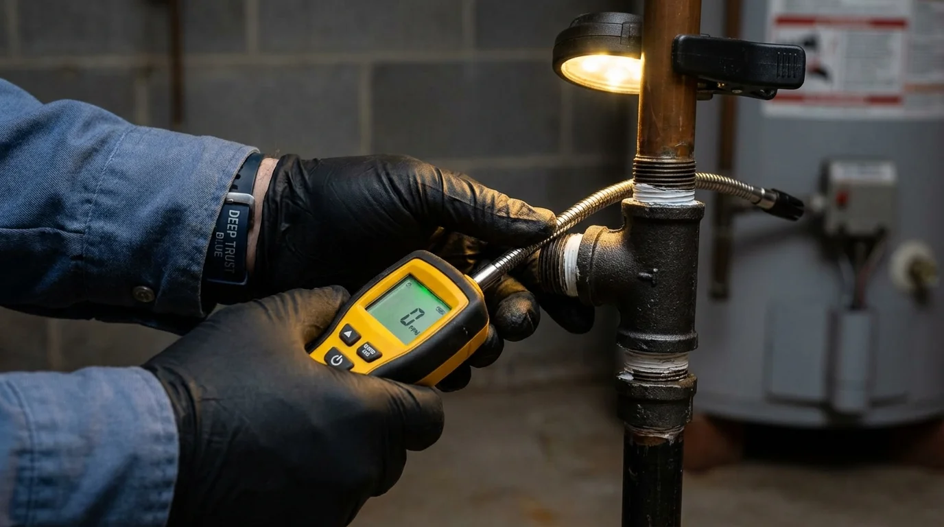 Gas leak detection with electronic sniffer by Johns Plumbing LLC in Epsom