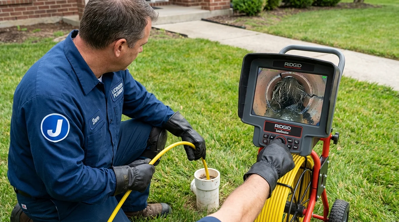 Sewer camera inspection being performed by Johns Plumbing LLC in Epsom