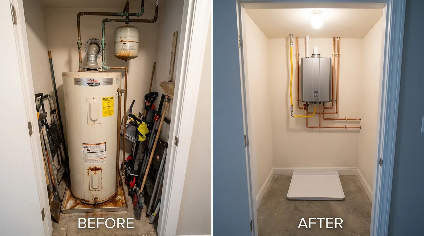 Tank water heater versus wall-mounted tankless unit comparison for Epsom, NH homeowners