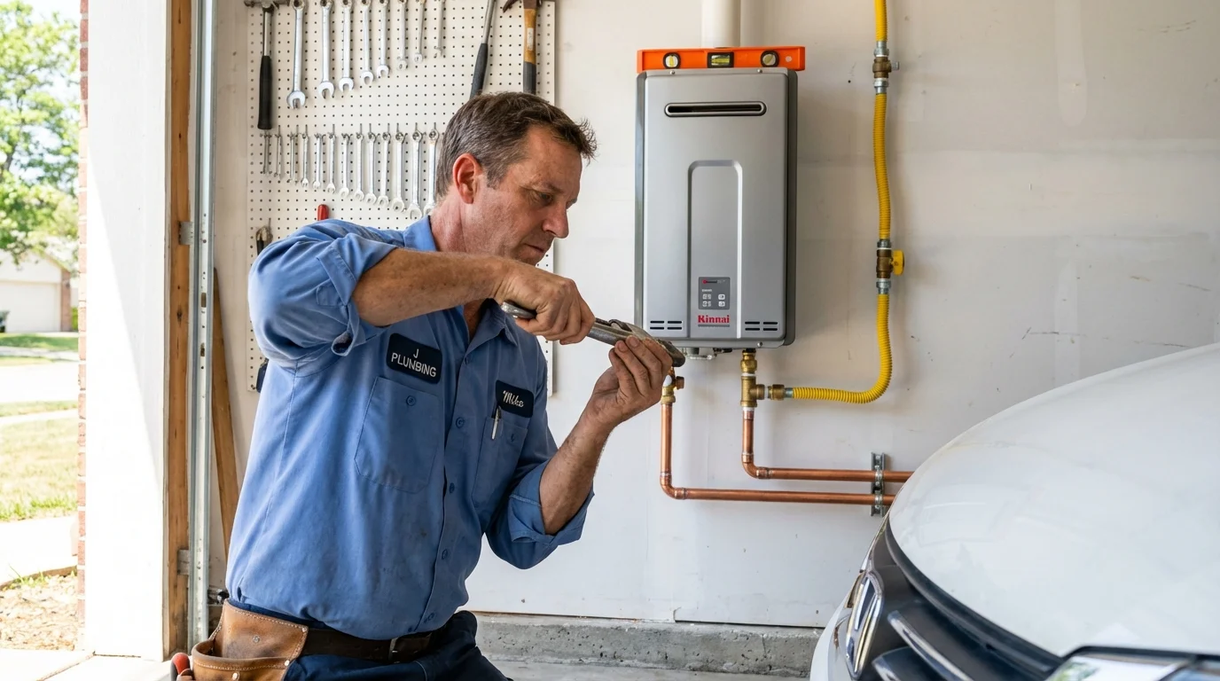 Tankless water heater installation by a Johns Plumbing LLC plumber in Epsom